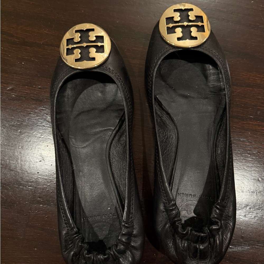 Tory Burch Minnie Travel Black Ballet Flats Shoes Size 8 M